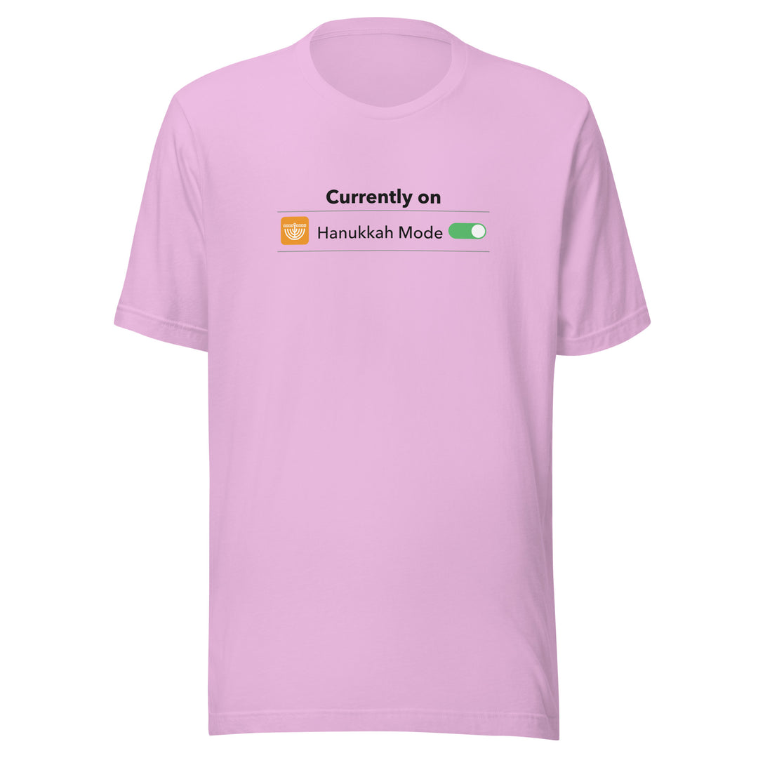 Hanukkah Mode Jewish pride t-shirt in Lilac - close-up