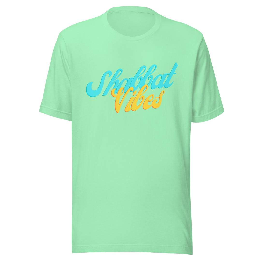 Shabbat Vibes Jewish pride t-shirt in Mint - front view
