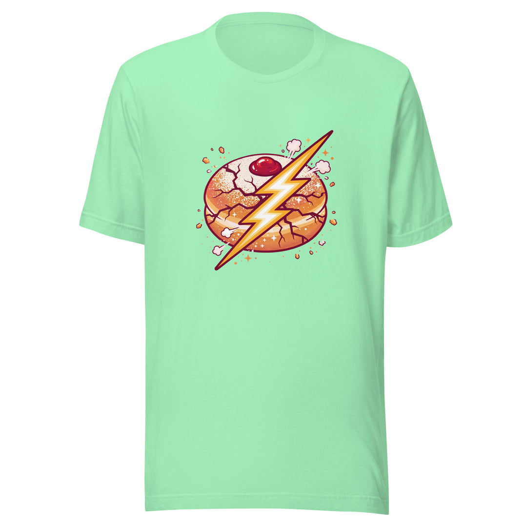 Sufganiyah Lightning Jewish pride t-shirt in Mint - front view