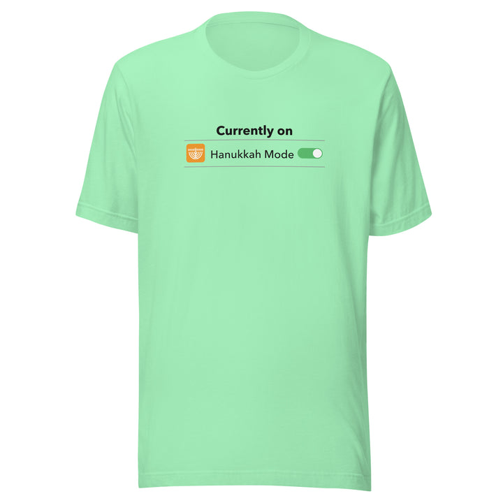 Hanukkah Mode Jewish pride t-shirt in Mint - front view