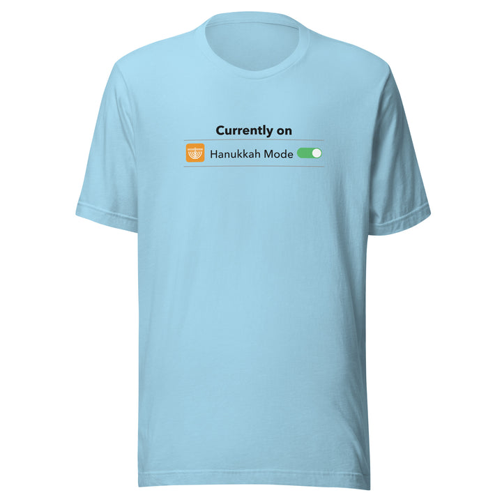 Hanukkah Mode Jewish pride t-shirt in Ocean Blue - lifestyle shot