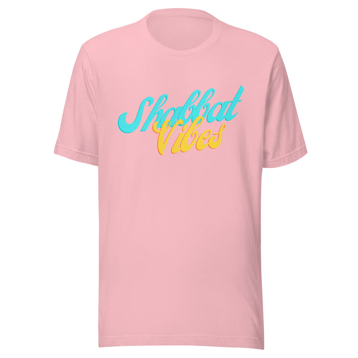 Shabbat Vibes Jewish pride t-shirt in Pink - lifestyle shot
