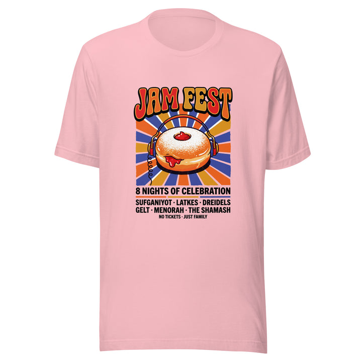 Jam Fest 8 Nights Jewish pride t-shirt in Pink - side view