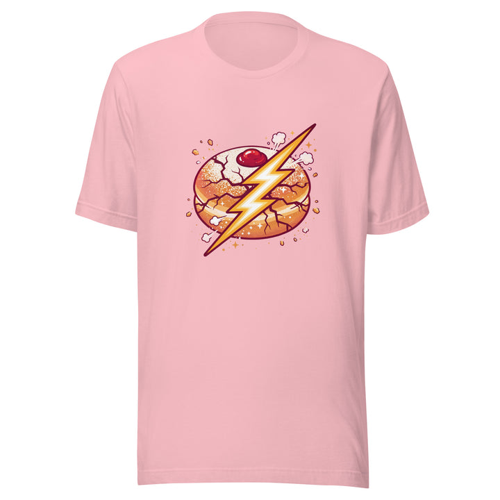 Sufganiyah Lightning Jewish pride t-shirt in Pink - flat lay