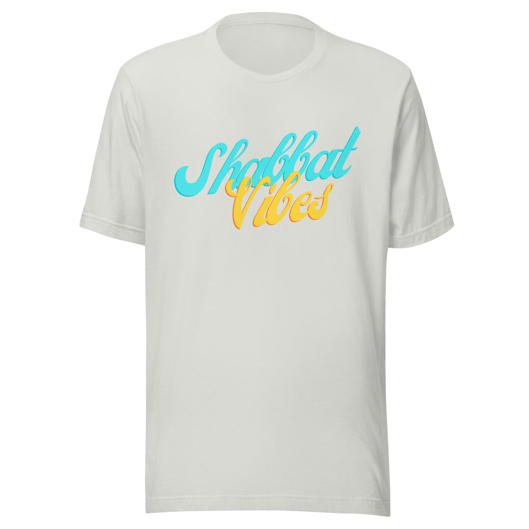 Shabbat Vibes Jewish pride t-shirt in Silver - back view