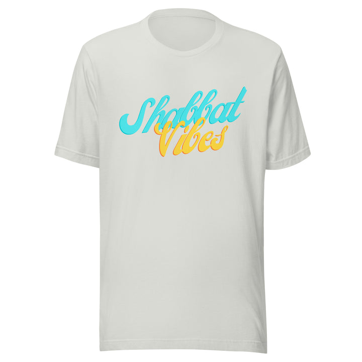 Shabbat Vibes Jewish pride t-shirt in Silver - back view