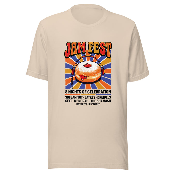 Jam Fest 8 Nights Jewish pride t-shirt in Soft Cream - front view