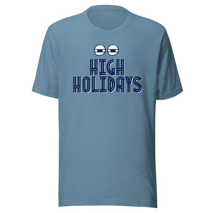High Holidays Jewish pride t-shirt in Steel Blue - flat lay