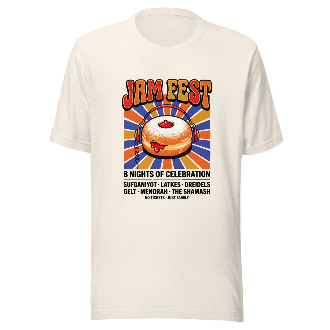 Jam Fest 8 Nights Jewish pride t-shirt in Vintage White - close-up