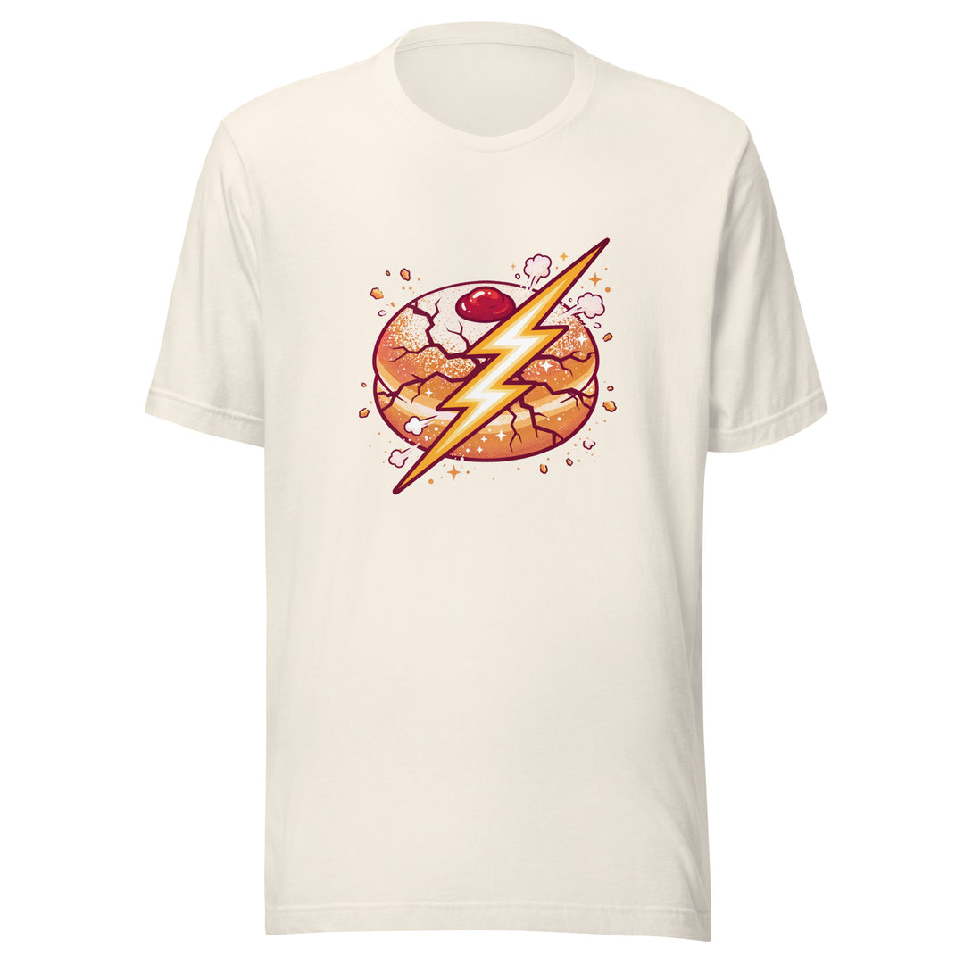 Sufganiyah Lightning Jewish pride t-shirt in Vintage White - close-up