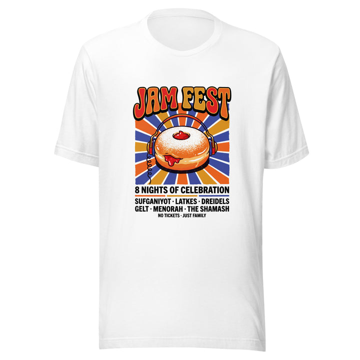 Jam Fest 8 Nights Jewish pride t-shirt in White - flat lay