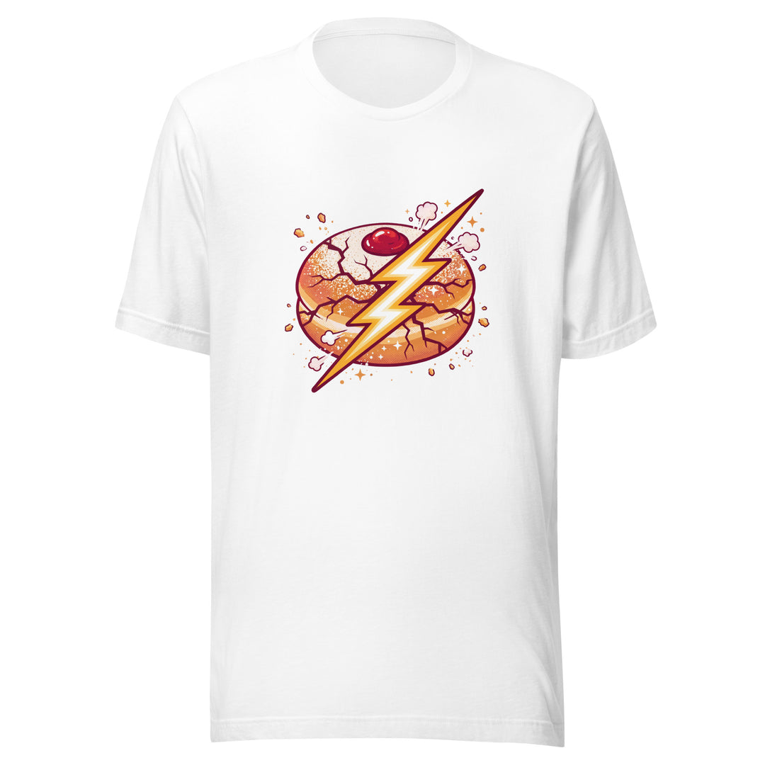 Sufganiyah Lightning Jewish pride t-shirt in White - flat lay
