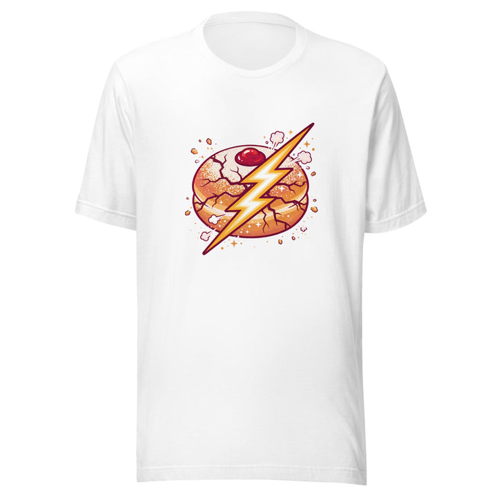 Sufganiyah Lightning Jewish pride t-shirt in White - flat lay