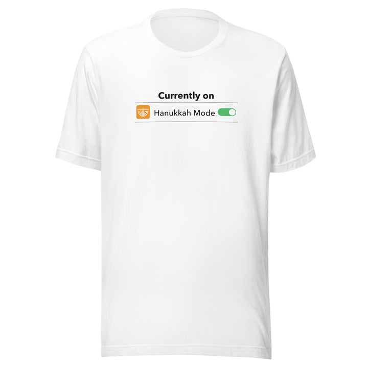 Hanukkah Mode Jewish pride t-shirt in White - flat lay