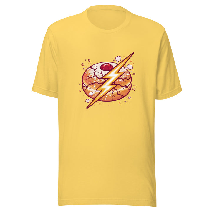 Sufganiyah Lightning Jewish pride t-shirt in Yellow - side view