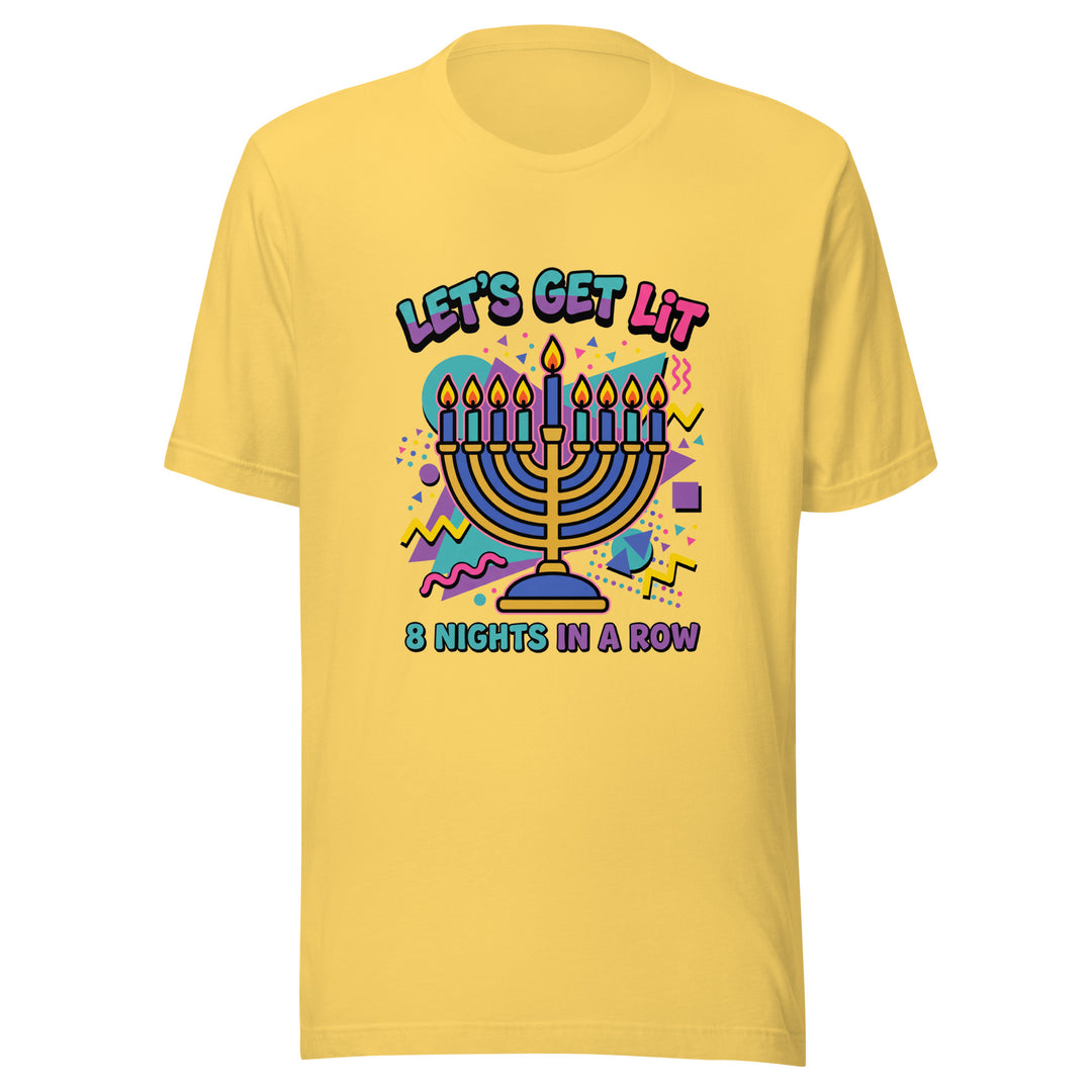 Lets Get Lit 90s Jewish pride t-shirt in Yellow - back view