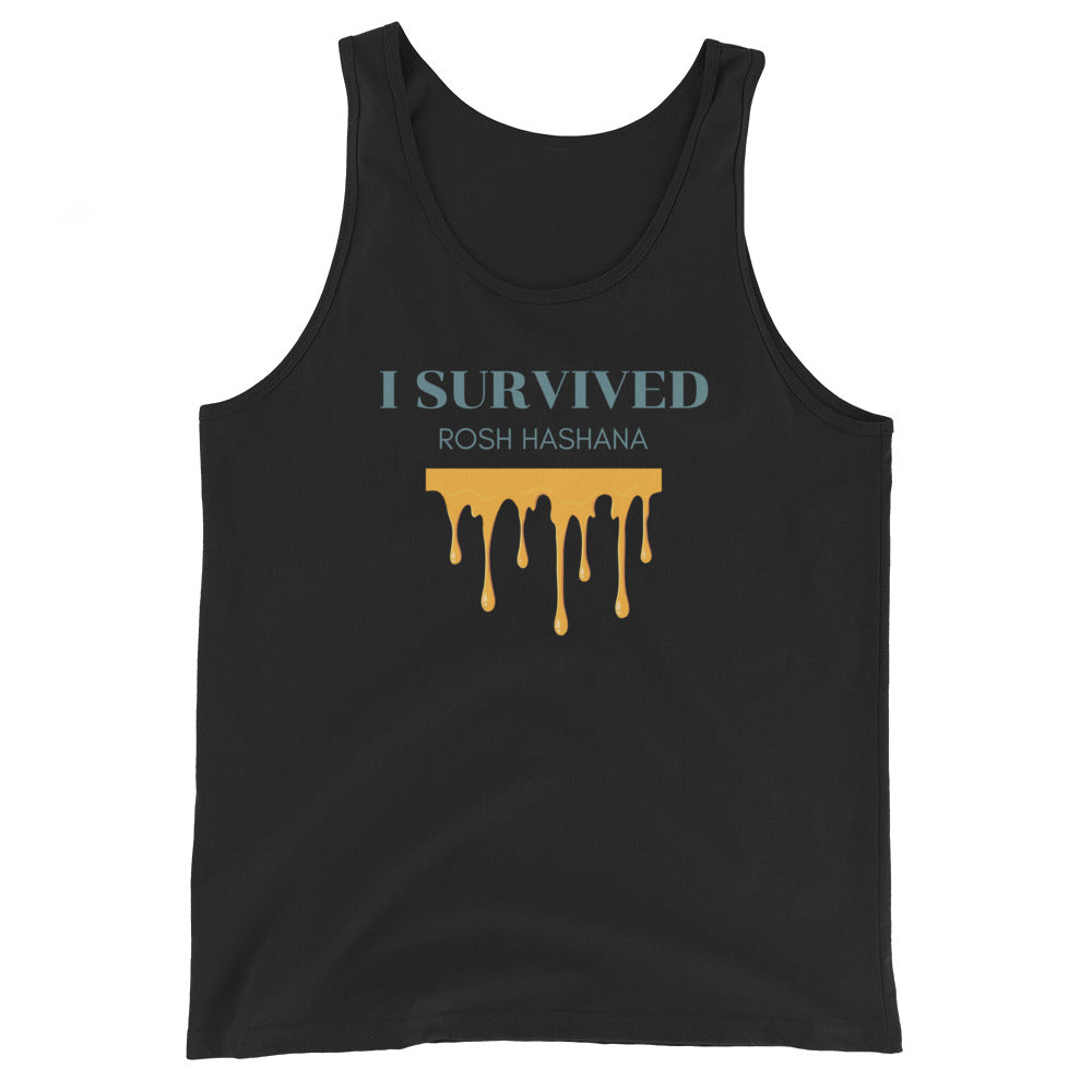 I Survived Rosh HaShana Jewish pride men's tank top in Black - back view