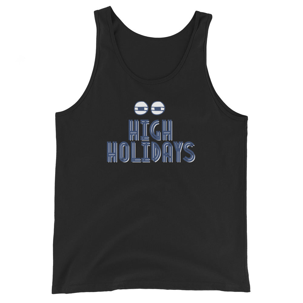 High Holidays Jewish pride men's tank top in Black - back view