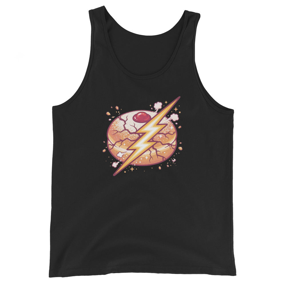 Sufganiyah Lightning Jewish pride men's tank top in Black - front view