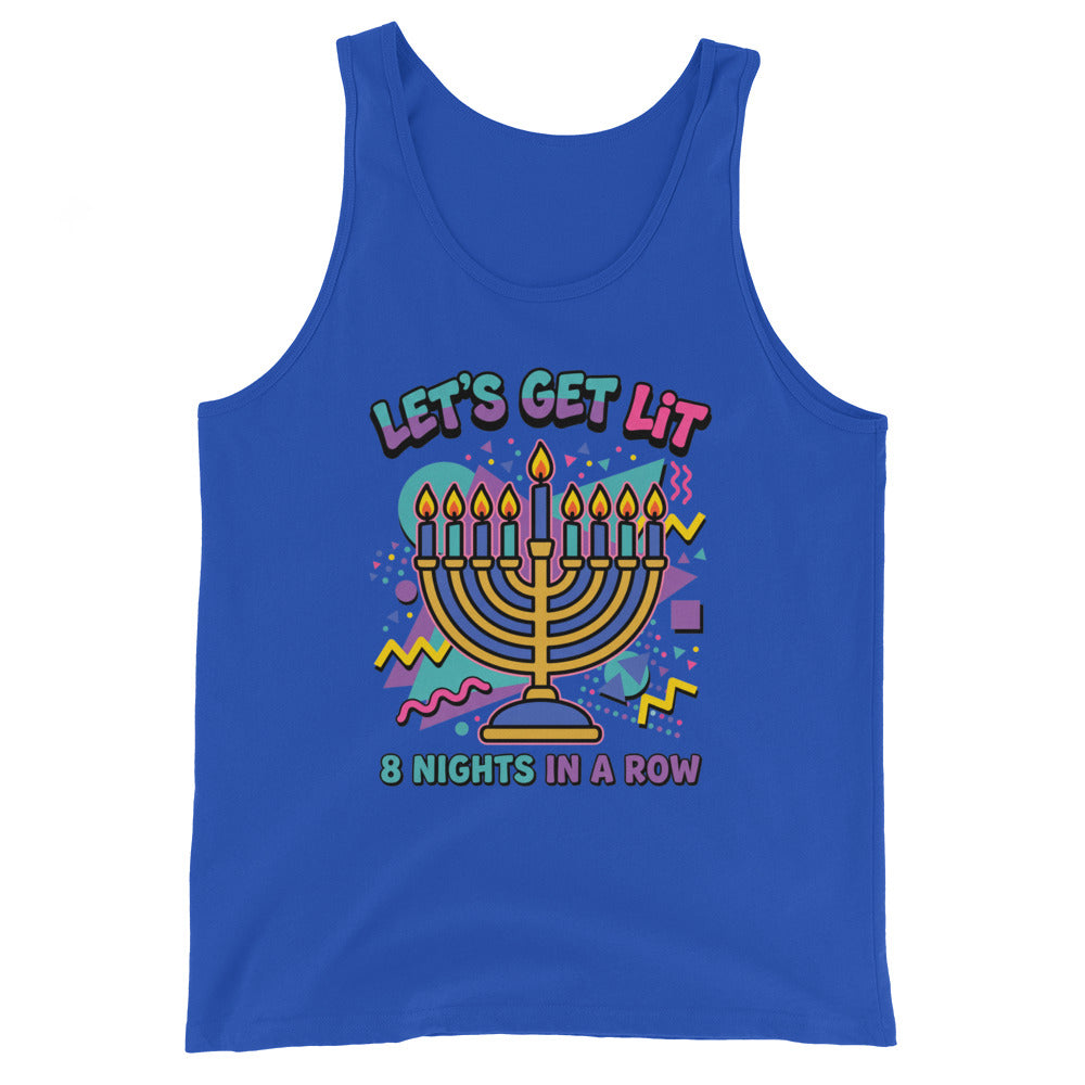 Lets Get Lit 90s Jewish pride men's tank top in True Royal - back view