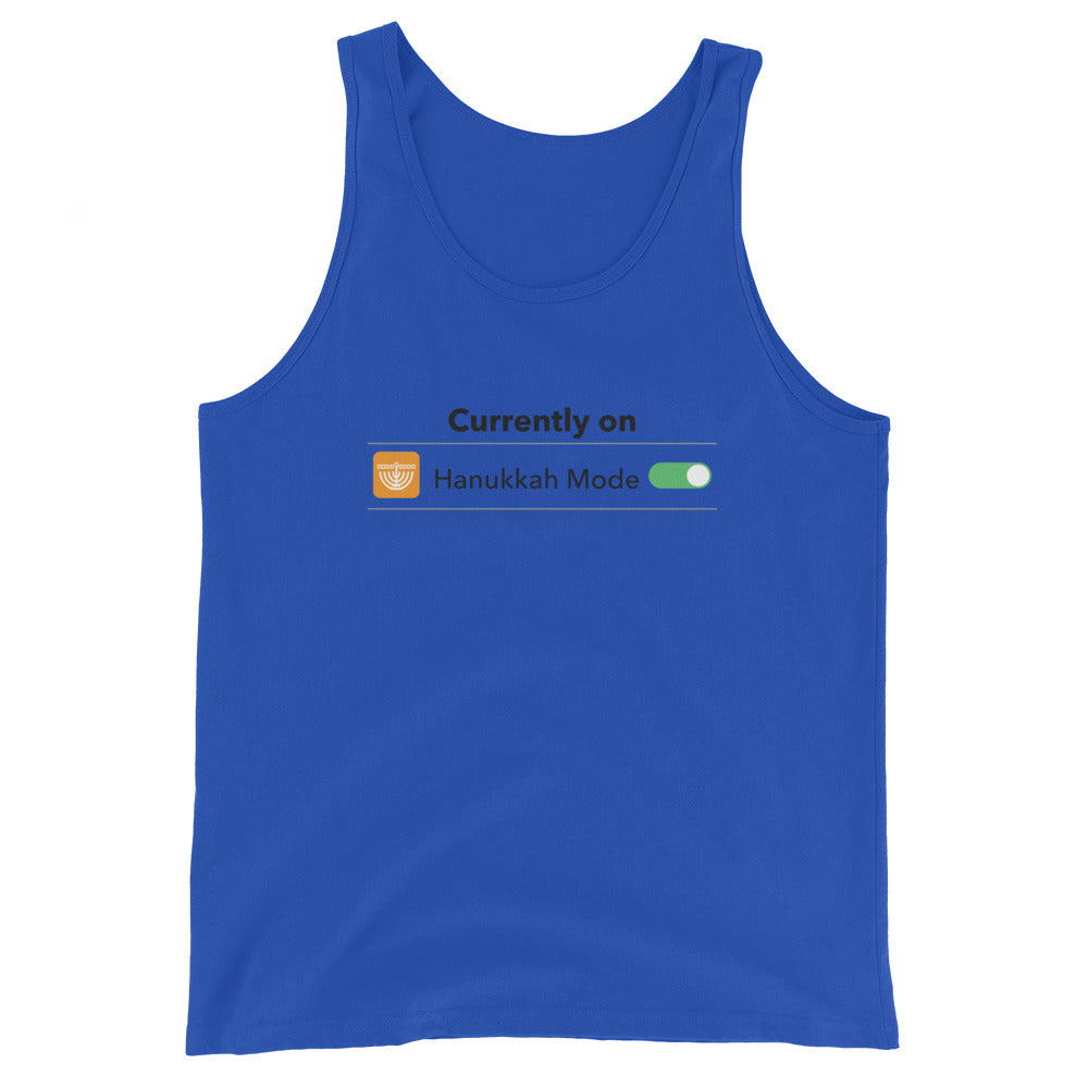 Hanukkah Mode Jewish pride men's tank top in True Royal - back view