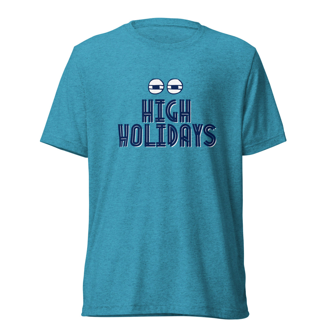 High Holidays Jewish pride t-shirt in Aqua Triblend - front view
