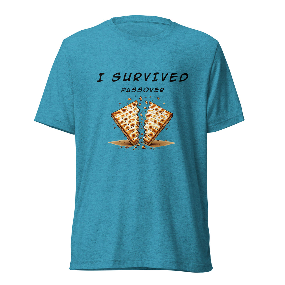 Passover Jewish pride t-shirt in Aqua Triblend - side view