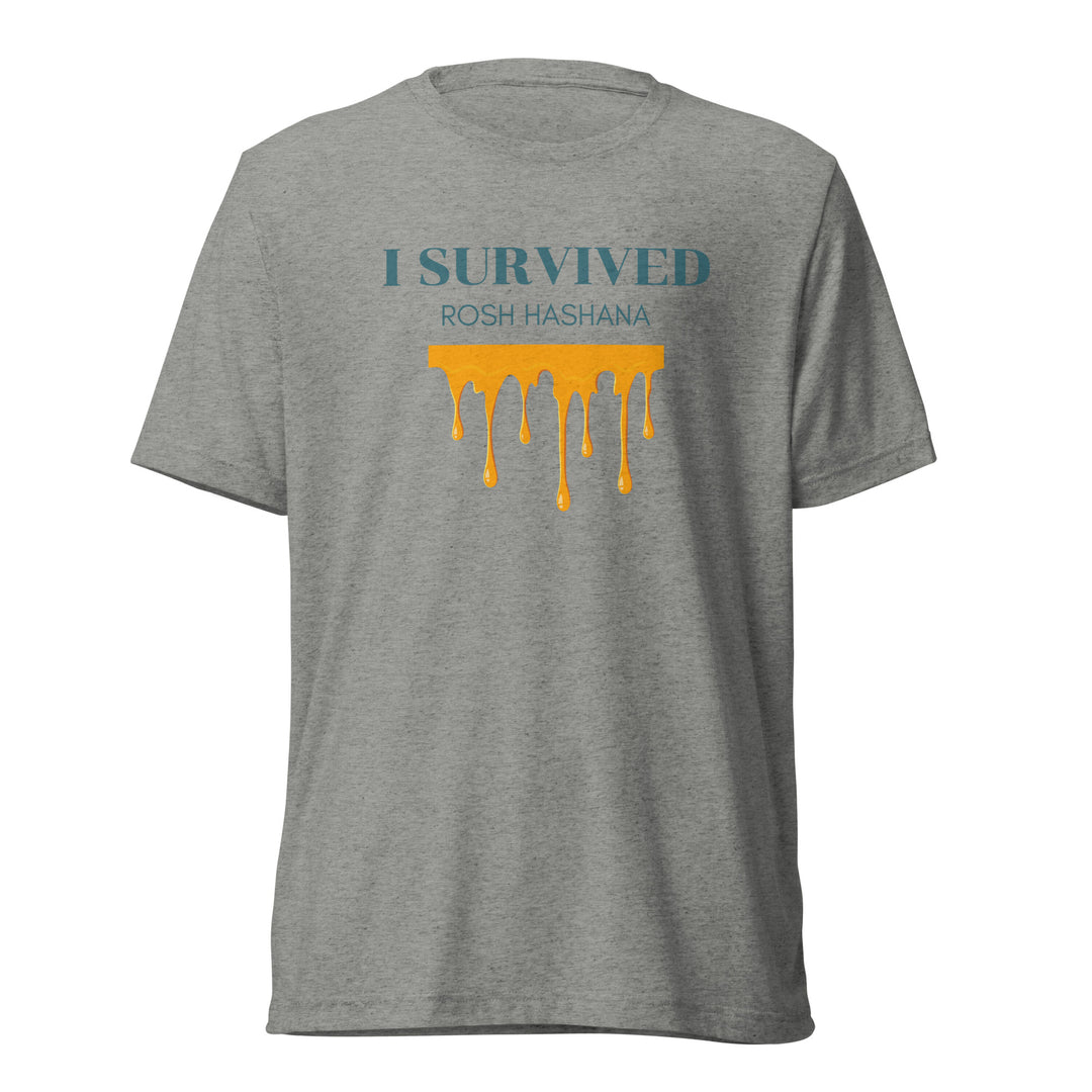 I Survived Rosh HaShana Jewish pride t-shirt in Athletic Grey Triblend - folded view