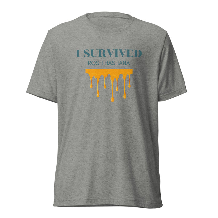 I Survived Rosh HaShana Jewish pride t-shirt in Athletic Grey Triblend - folded view