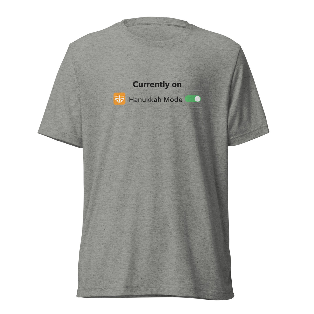 Hanukkah Mode Jewish pride t-shirt in Athletic Grey Triblend - back view