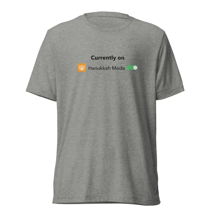 Hanukkah Mode Jewish pride t-shirt in Athletic Grey Triblend - back view