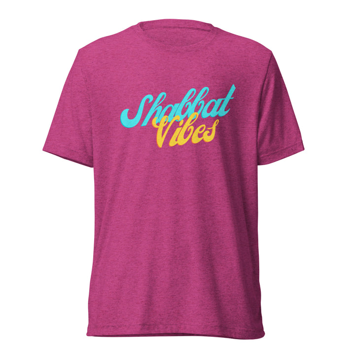 Shabbat Vibes Jewish pride t-shirt in Berry Triblend - close-up