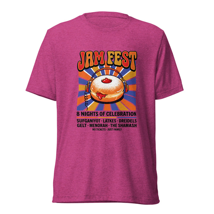 Jam Fest 8 Nights Jewish pride t-shirt in Berry Triblend - detail view