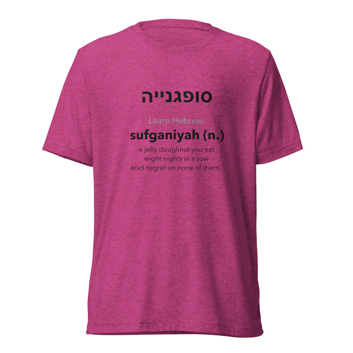 Learn Hebrew Sufganiyah Israel t-shirt in Berry Triblend - detail view