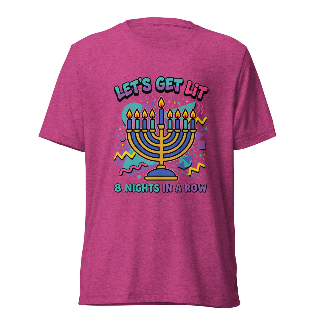 Lets Get Lit 90s Jewish pride t-shirt in Berry Triblend - detail view