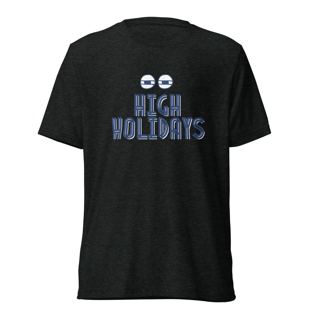 High Holidays Jewish pride t-shirt in Charcoal-Black Triblend - detail view