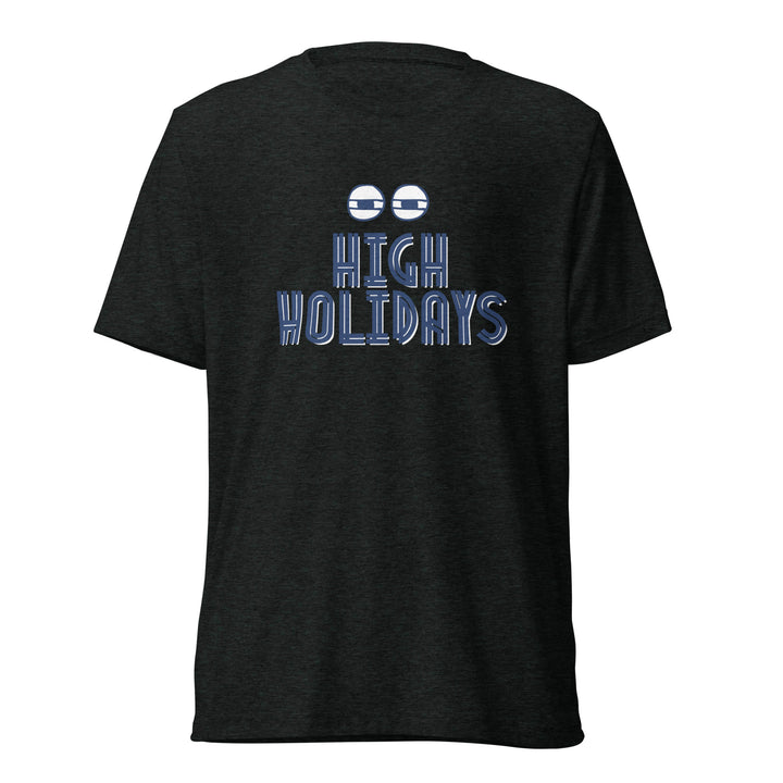 High Holidays Jewish pride t-shirt in Charcoal-Black Triblend - detail view
