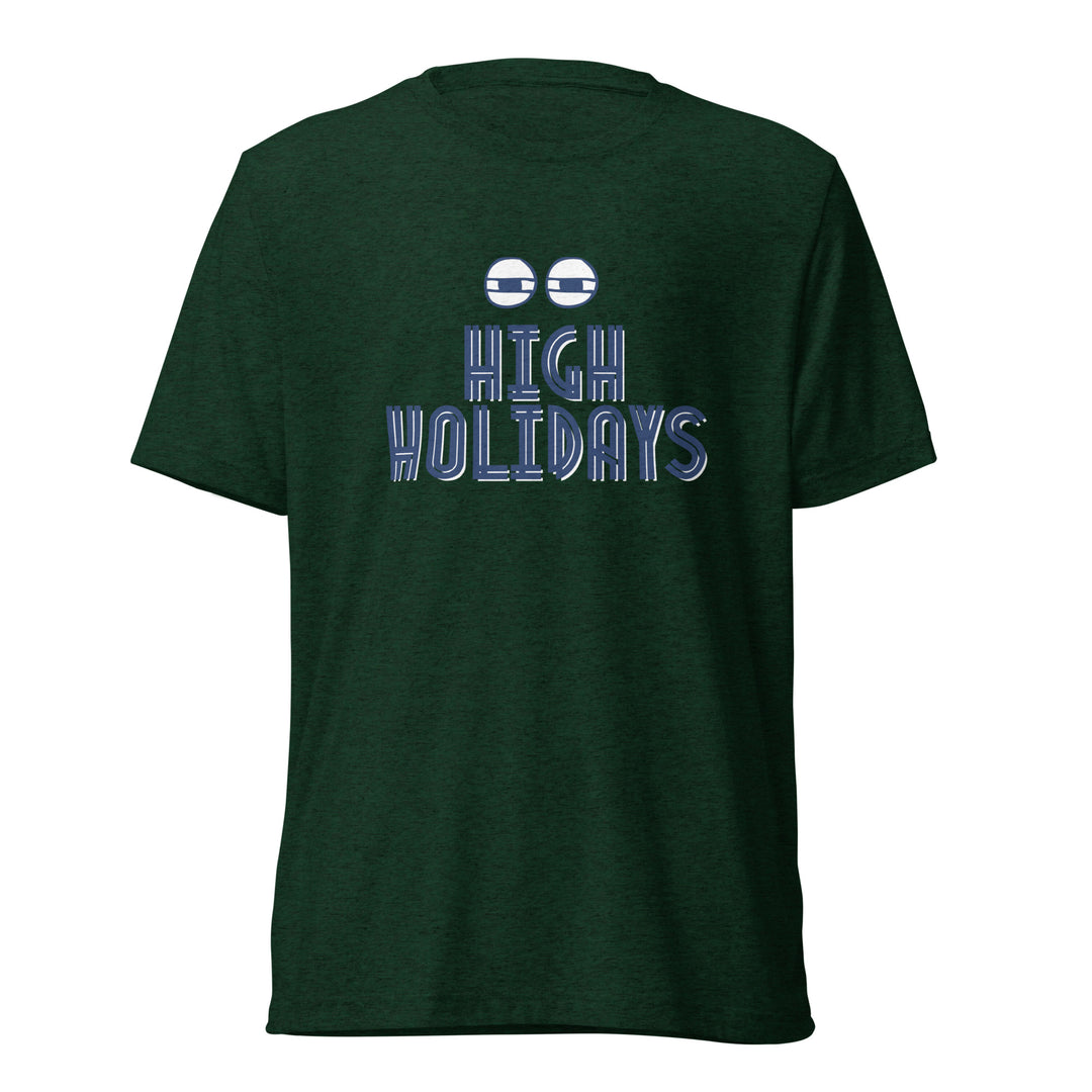 High Holidays Jewish pride t-shirt in Emerald Triblend - close-up