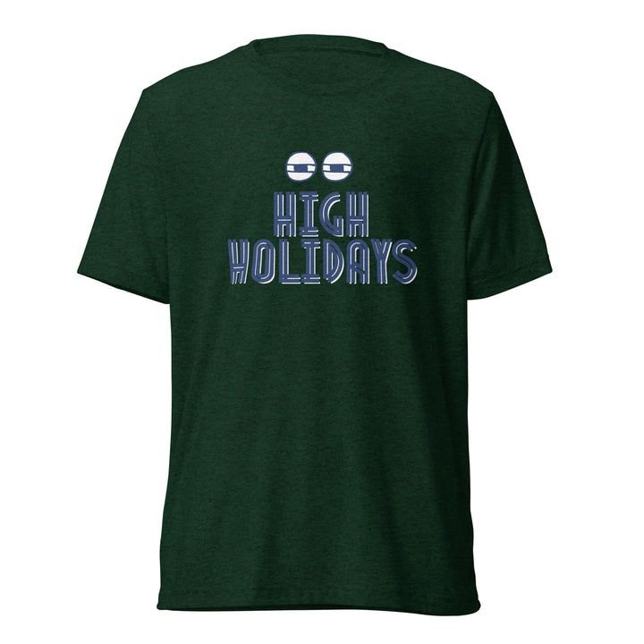 High Holidays Jewish pride t-shirt in Emerald Triblend - close-up