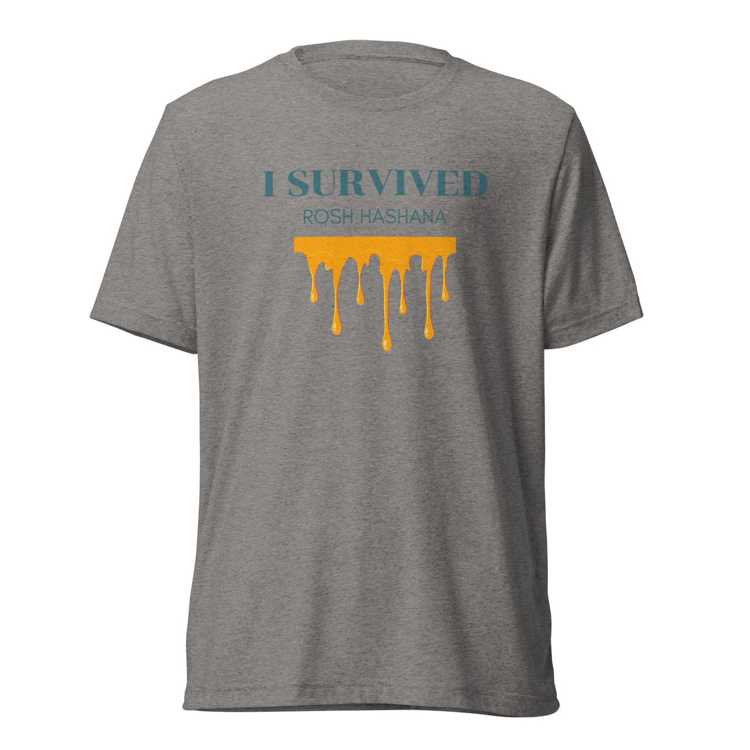 I Survived Rosh HaShana Jewish pride t-shirt in Grey Triblend - lifestyle shot