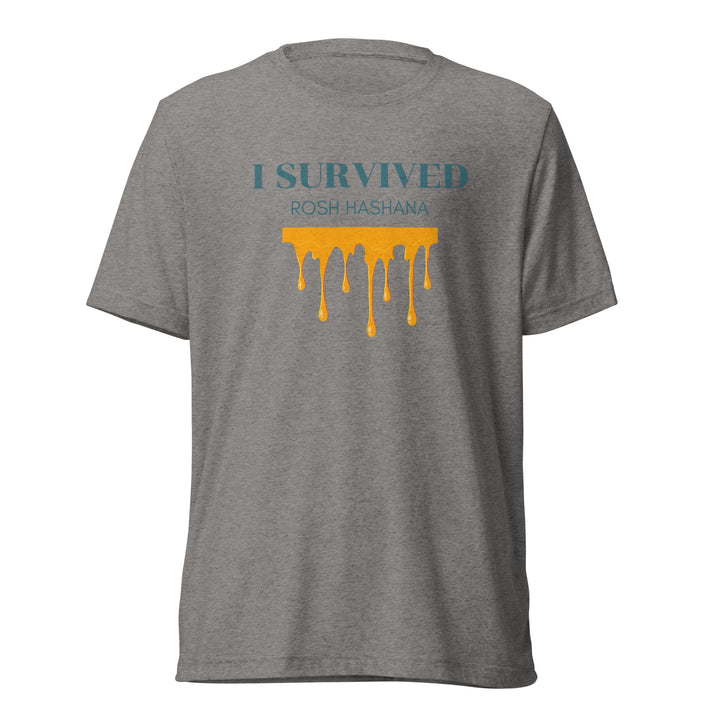 I Survived Rosh HaShana Jewish pride t-shirt in Grey Triblend - lifestyle shot