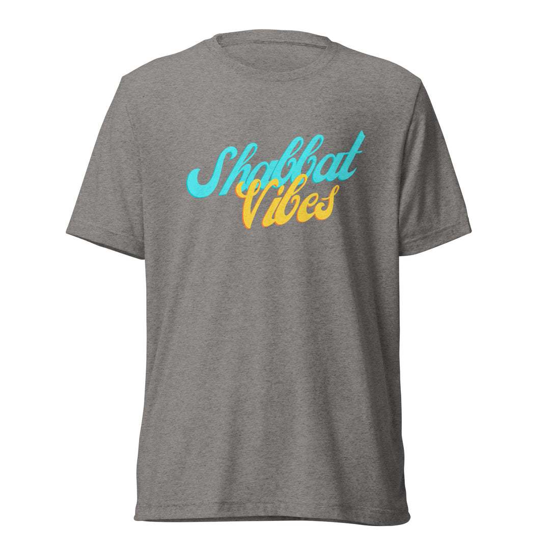 Shabbat Vibes Jewish pride t-shirt in Grey Triblend - lifestyle shot