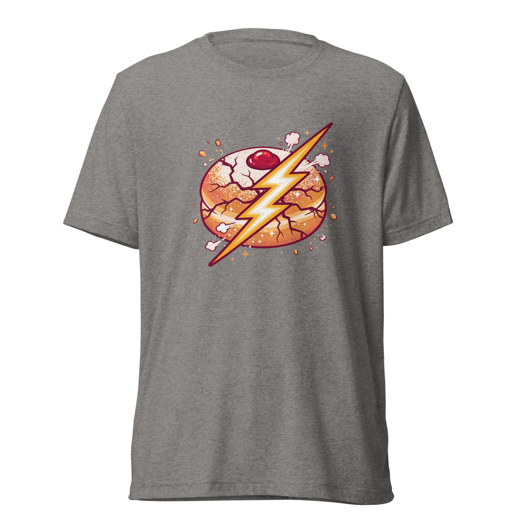 Sufganiyah Lightning Jewish pride t-shirt in Grey Triblend - lifestyle shot
