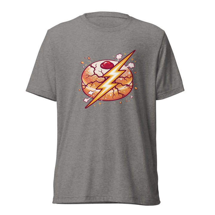 Sufganiyah Lightning Jewish pride t-shirt in Grey Triblend - lifestyle shot
