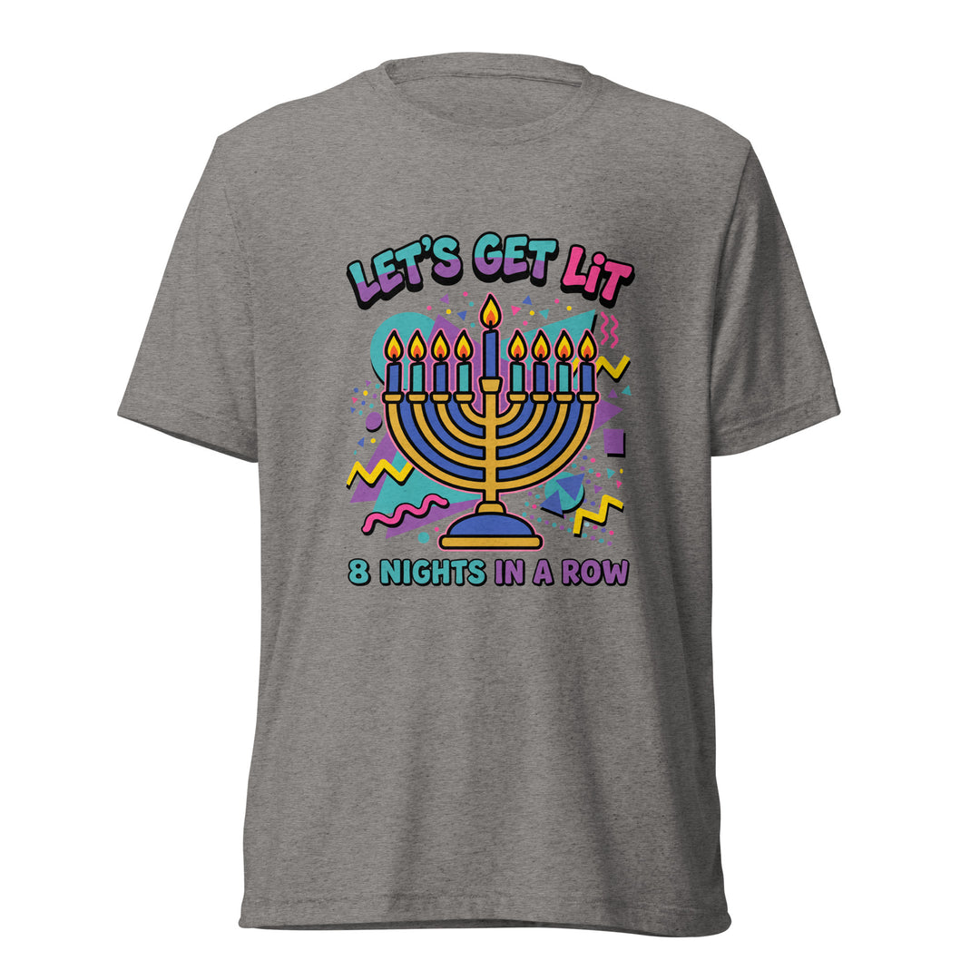 Lets Get Lit 90s Jewish pride t-shirt in Grey Triblend - folded view