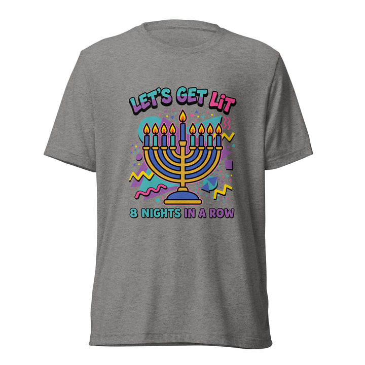 Lets Get Lit 90s Jewish pride t-shirt in Grey Triblend - folded view