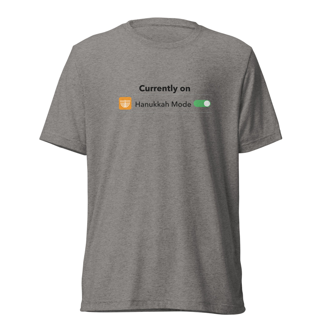 Hanukkah Mode Jewish pride t-shirt in Grey Triblend - side view