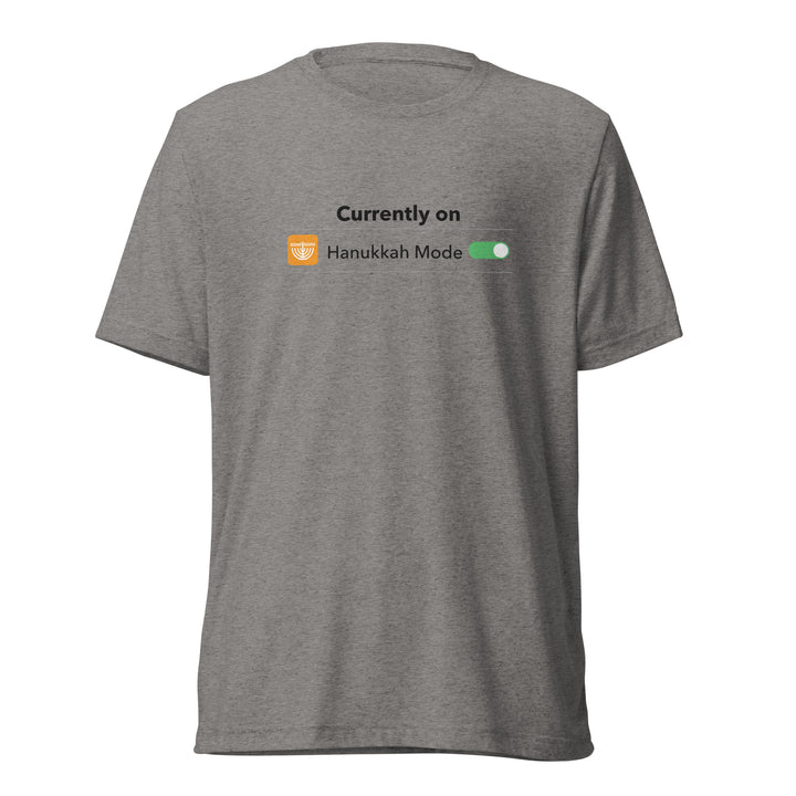 Hanukkah Mode Jewish pride t-shirt in Grey Triblend - side view