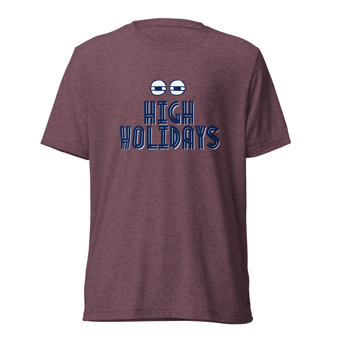 High Holidays Jewish pride t-shirt in Maroon Triblend - lifestyle shot