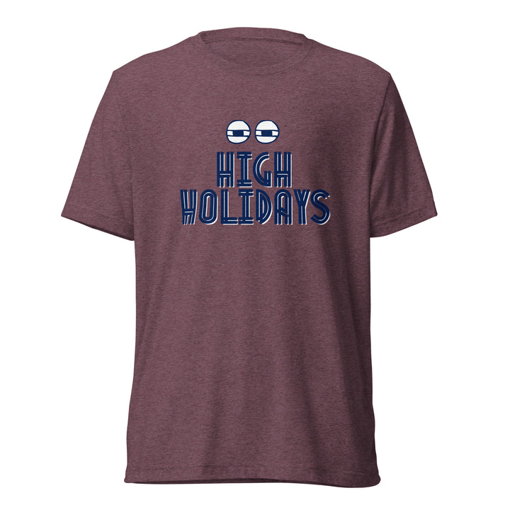 High Holidays Jewish pride t-shirt in Maroon Triblend - lifestyle shot